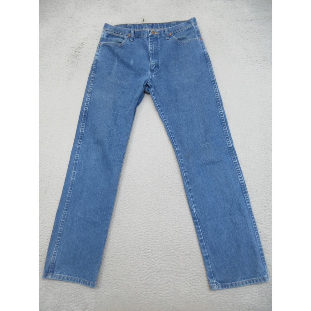 Wrangler Western Regular Fit Jeans Mens 33x34 Blue Med Wash Straight Leg Cotton